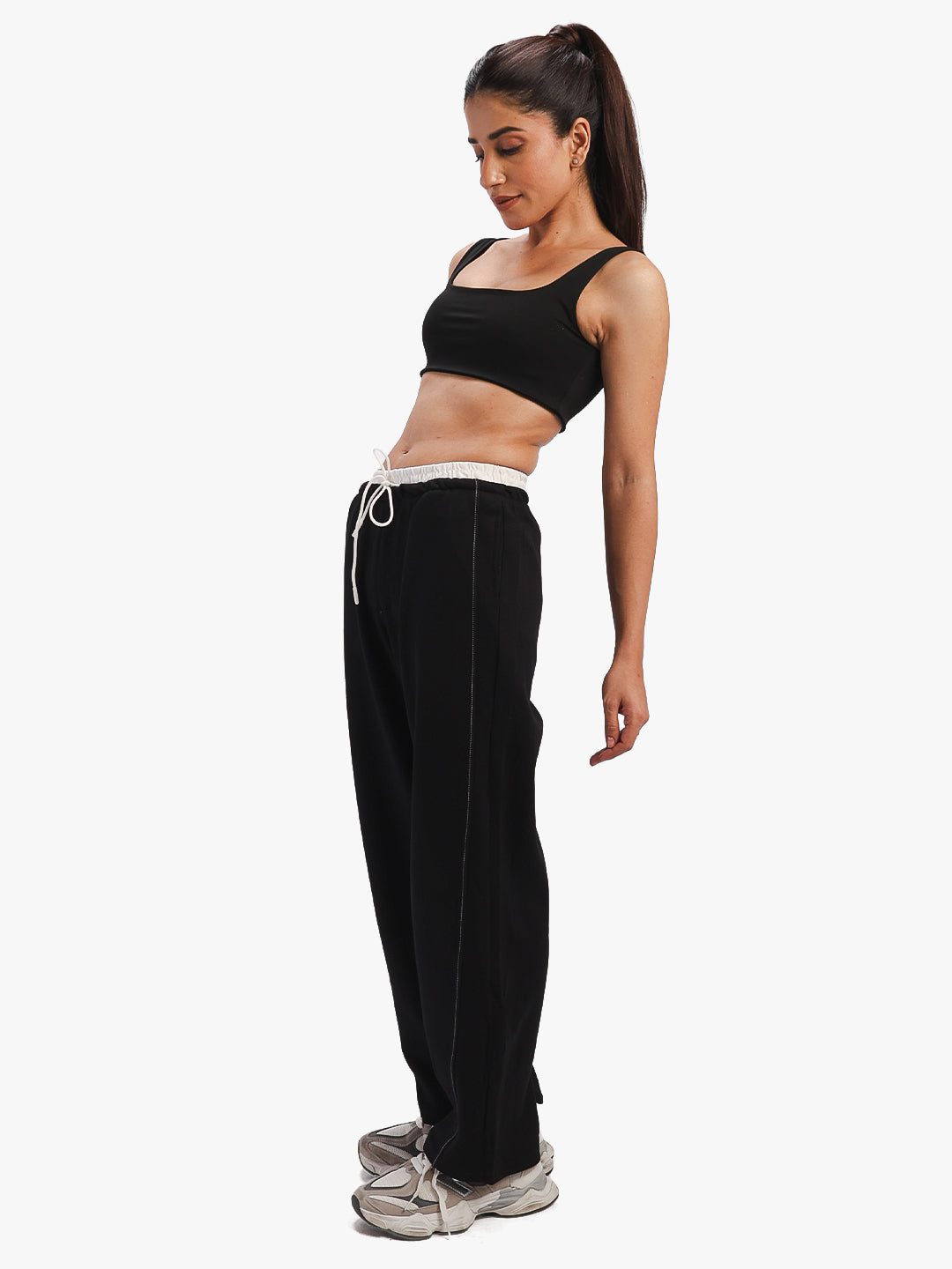 Women’s Black Relaxed Fit Athleisure Track Pants