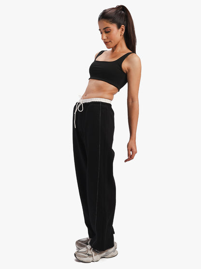Women’s Black Relaxed Fit Athleisure Track Pants