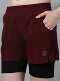 Women's Double Layered Sports Running Shorts | CHKOKKO