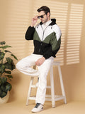 Men Colourblocked Hooded Windcheater Oversized Sports Jacket