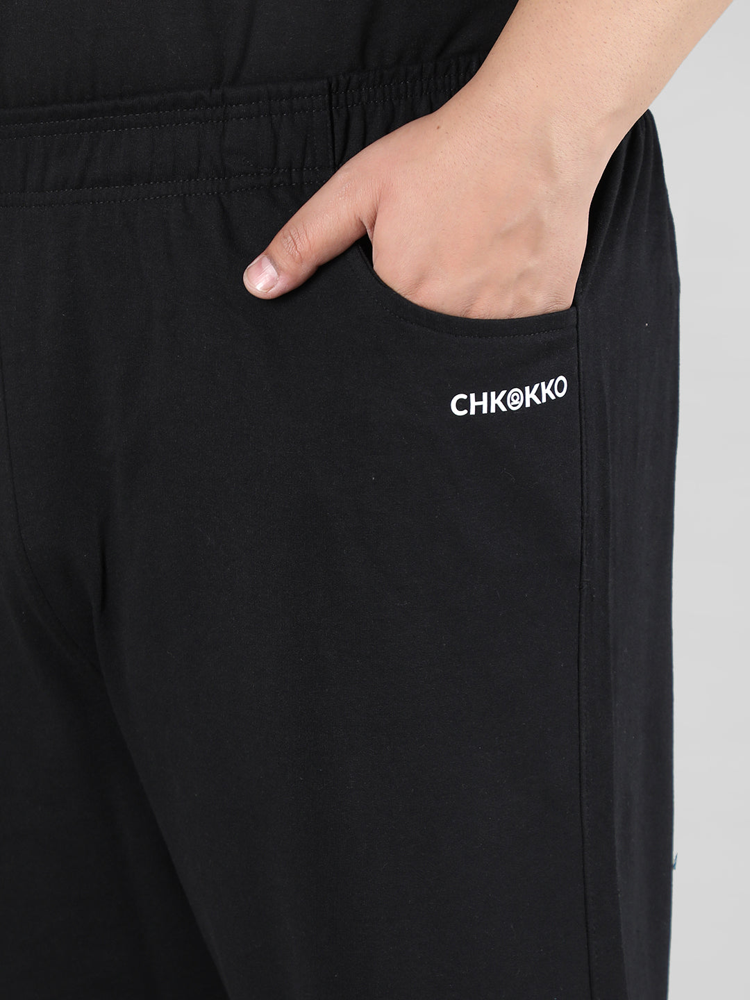 Men Black Plus Size Trackpant With Pockets
