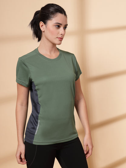 Women's Half Sleeve Dry Fit Active Wear Sports T-shirts Green