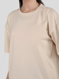 Women Oversized Cotton Solid Round Neck Tshirts