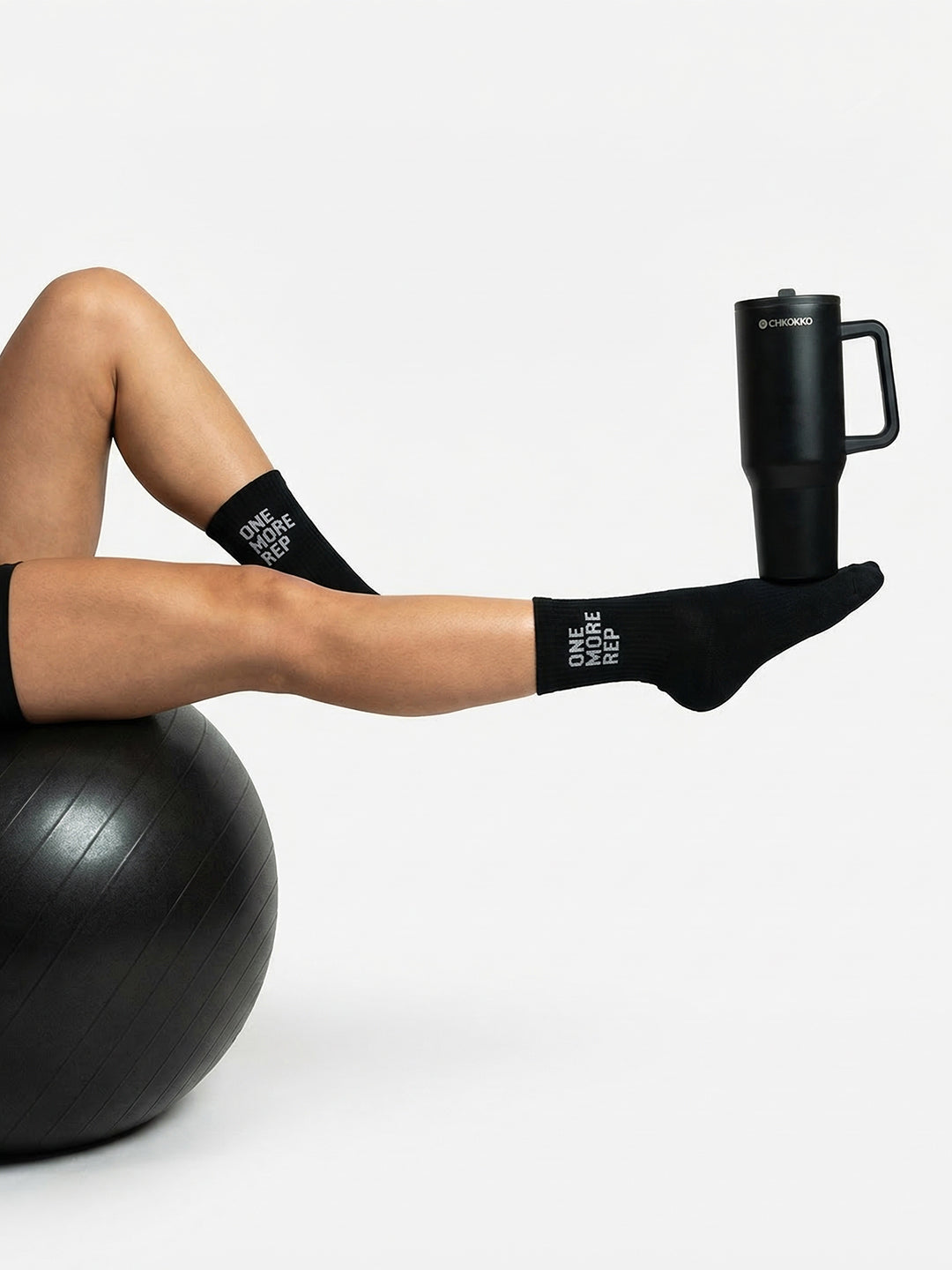 CHKOKKO “One More Rep” Printed Ankle Socks – Unisex Cotton Sports Socks Black