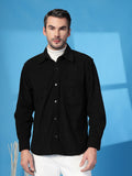 Men Winter Wear Solid Corduroy Casual Shacket