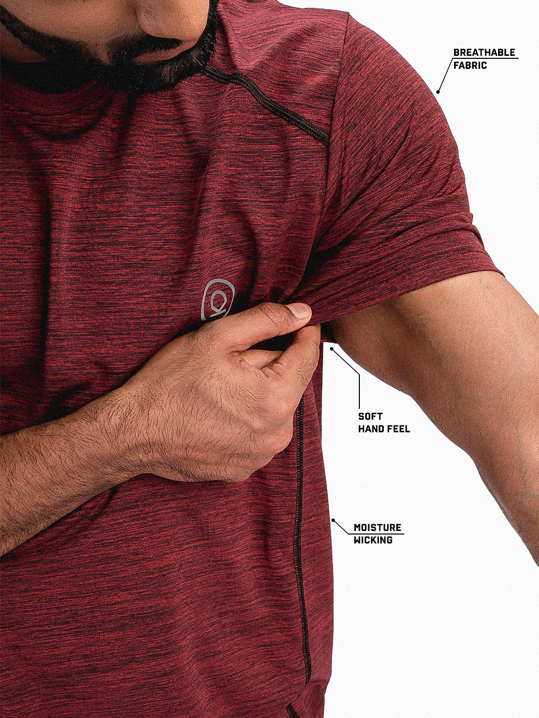 Men's Half Sleeves Dry Fit Gym Sports T-Shirt Wine