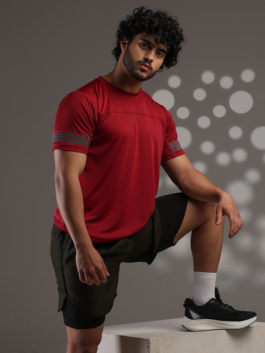 Men's Half Sleeves Dry Fit Gym T-shirt Maroon