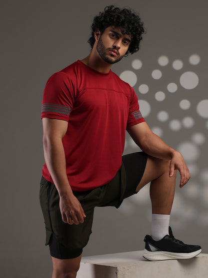 Men's Half Sleeves Dry Fit Gym T-shirt Maroon