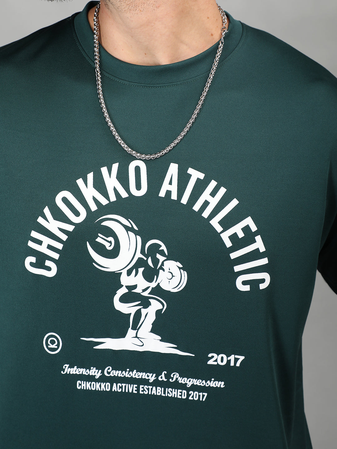 Men's Round Neck Gym Sports Dark Green