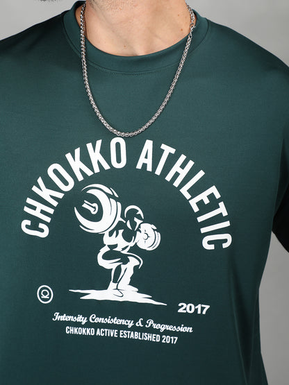 Men's Round Neck Gym Sports Dark Green