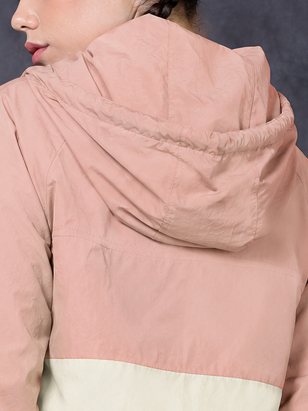 Women’s Peach Cream Lightweight Hooded Windcheater Jacket