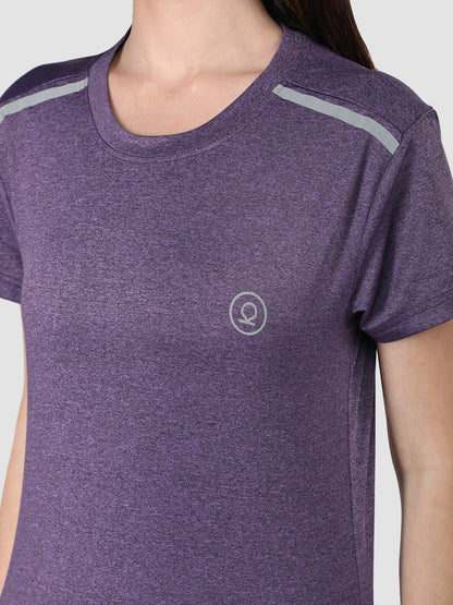 Women's Half Sleeve Regular Fit Gym T-Shirt Purple