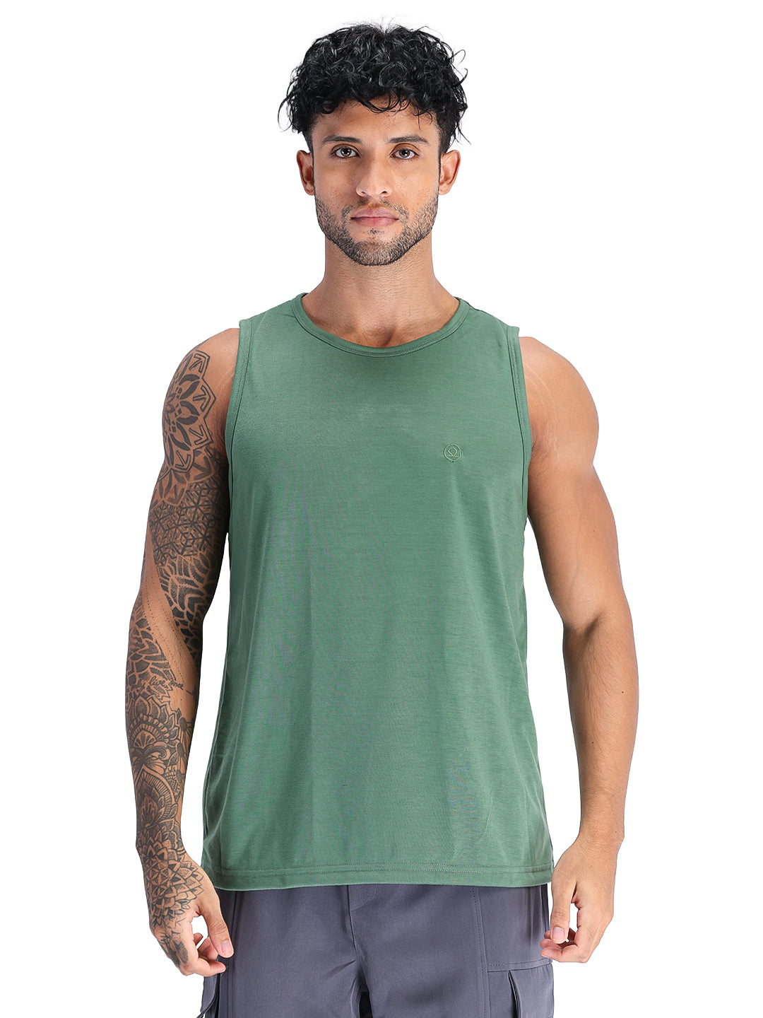 Men's Green Sleeveless Gym Tanktop