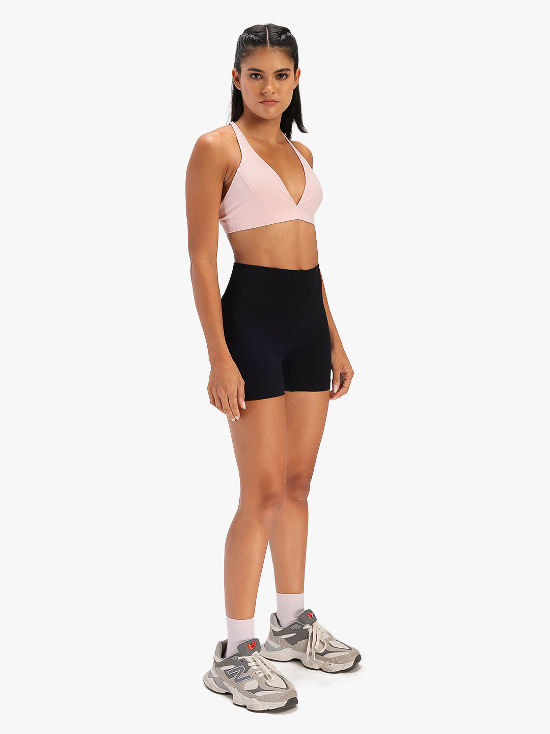 Women's Seamless Ribbed High-Waist Biker Shorts Black