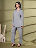 Women's Slate Grey Solid Summer Polyester Co-ord set