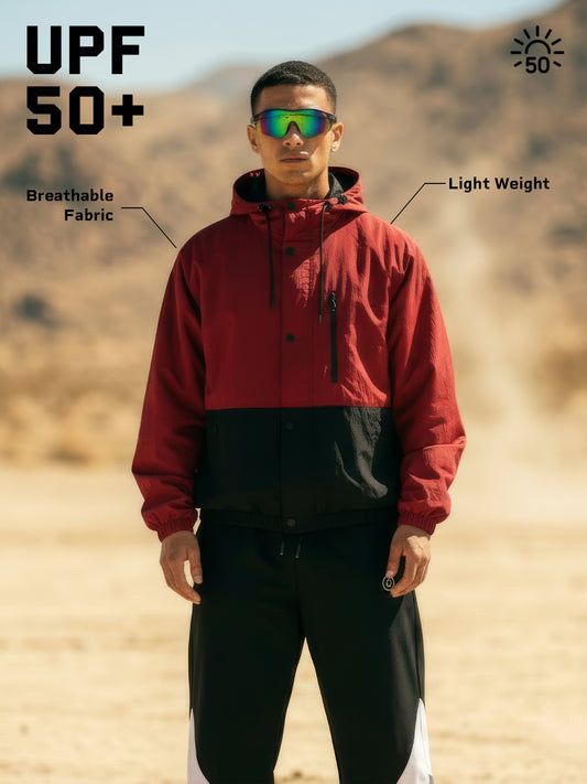 Men’s Lightweight UPF 50+ Sun Protection Summer Jacket Wine Black