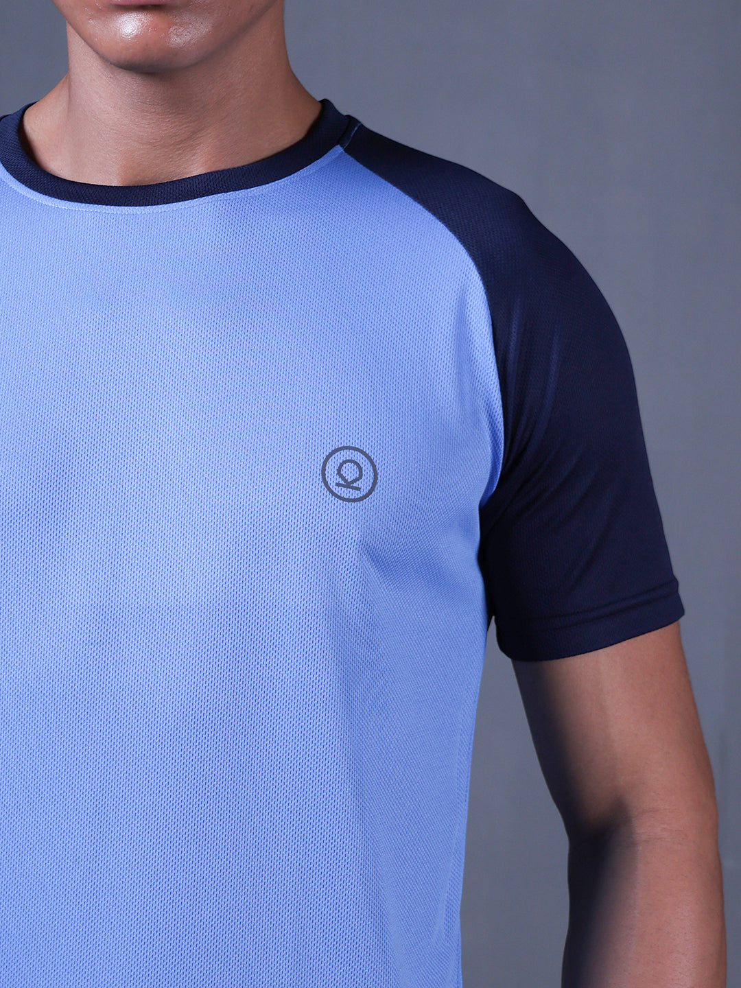 Men's Solid Raglan Dry Fit Gym T-Shirt Blue Navy
