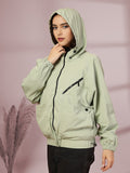 Women Winter Sports Oversized Windcheater Hooded Jacket