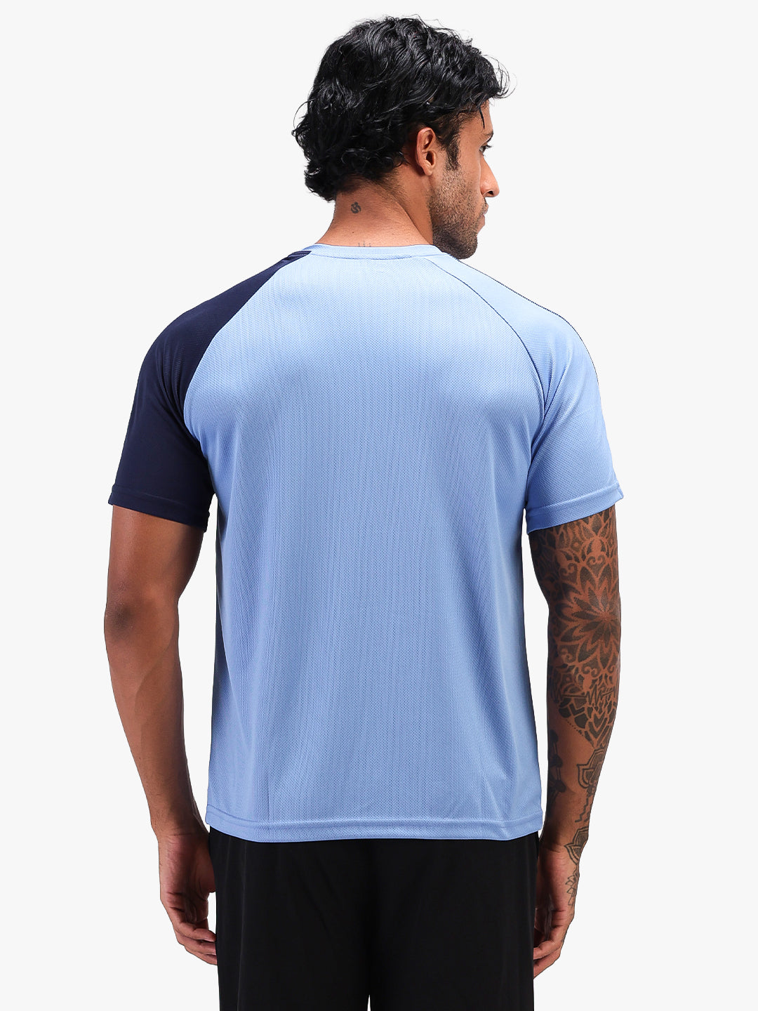 Men's Solid Raglan Dry Fit Gym T-Shirt Blue Navy