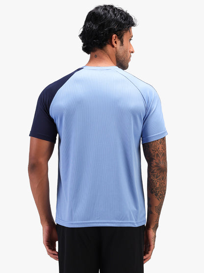 Men's Solid Raglan Dry Fit Gym T-Shirt Blue Navy
