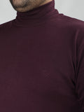 Men Violet Winter Wear Cotton High Neck Regular Fit T Shirt