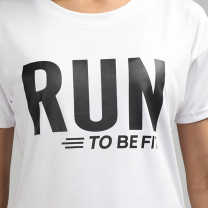 Women Round Neck Dry Fit Gym Sports T-Shirt White