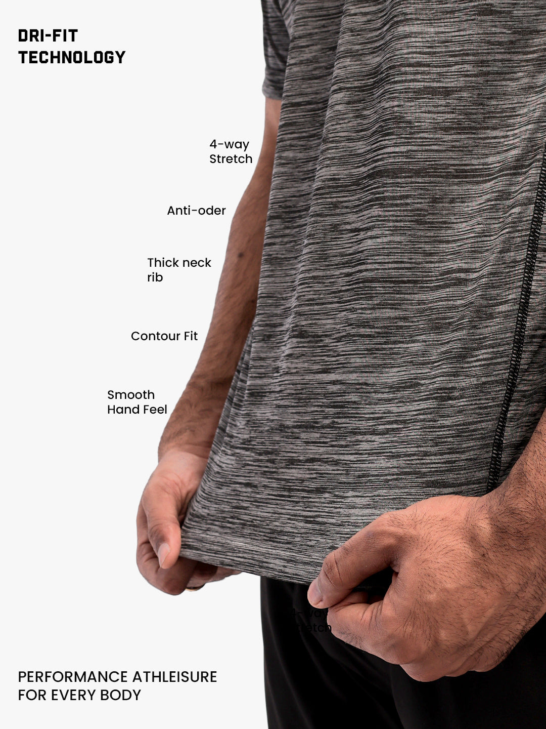 Men's Half Sleeves Gym Sports T-Shirt Grey