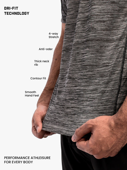 Men's Half Sleeves Gym Sports T-Shirt Grey