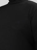 Men Black Winter Wear Cotton Turtle Neck Regular Fit T Shirt