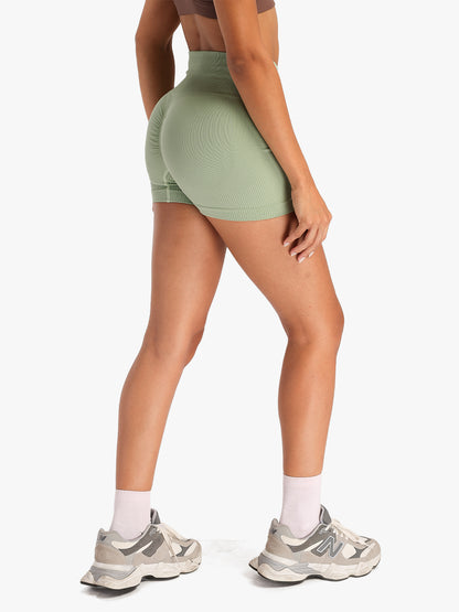 Women's Seamless Ribbed High-Waist Biker Shorts Green