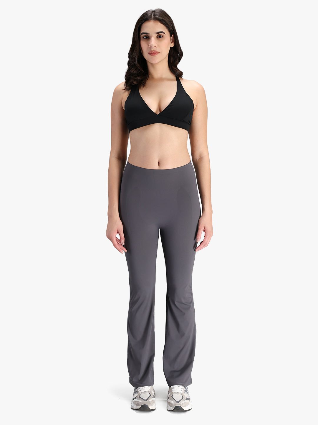 Women Seamless Power Flared Pants Grey