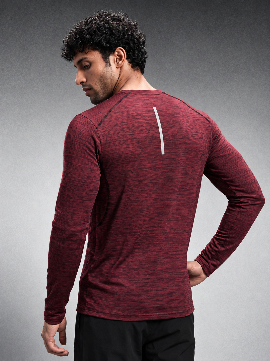 Men's Regular Dry Fit Full Sleeves Gym T-Shirt Wine