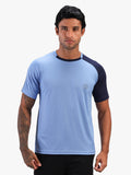 Men's Solid Raglan Dry Fit Gym T-Shirt Blue Navy