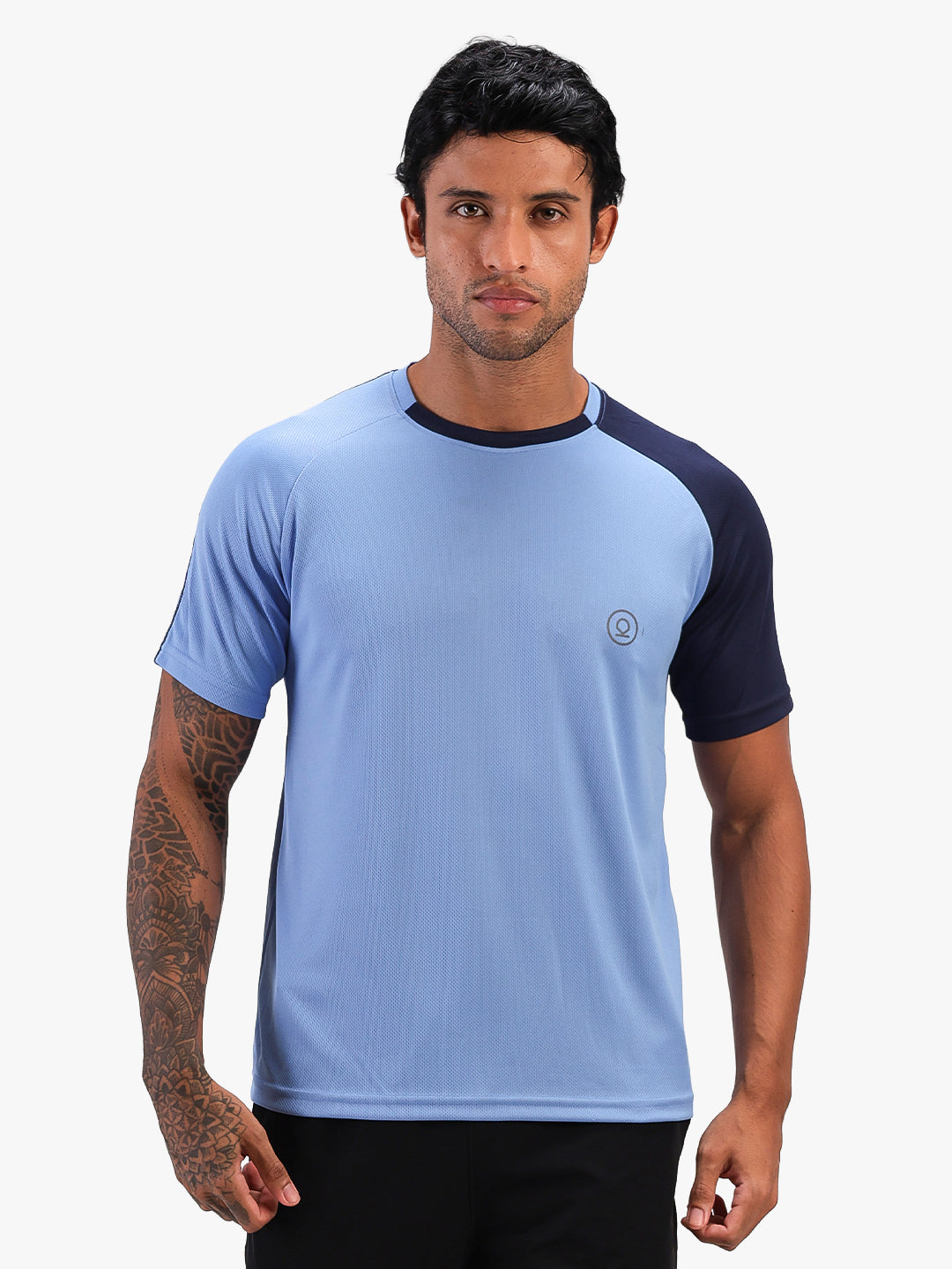 Men's Solid Raglan Dry Fit Gym T-Shirt Blue Navy