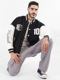 Men Oversized Winter Wear Varsity Jacket with Ribbed Cuffs