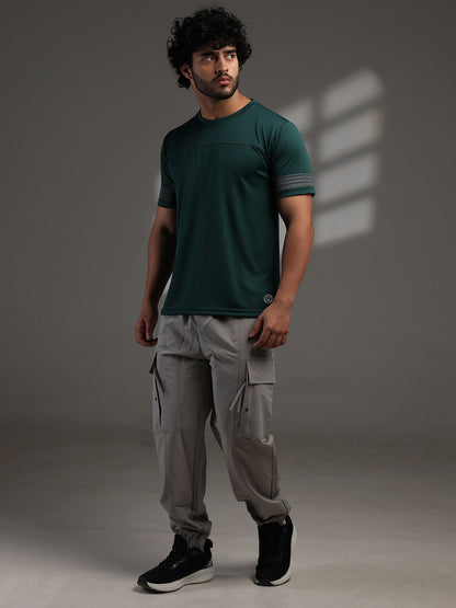 Men's Half Sleeves Dry Fit Gym T-shirt Bottle Green