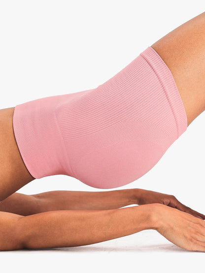Women's Seamless Ribbed High-Waist Biker Shorts Pink