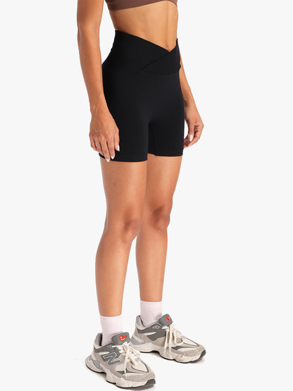 Women's High-Waist Seamless Stretch Yoga Shorts Black
