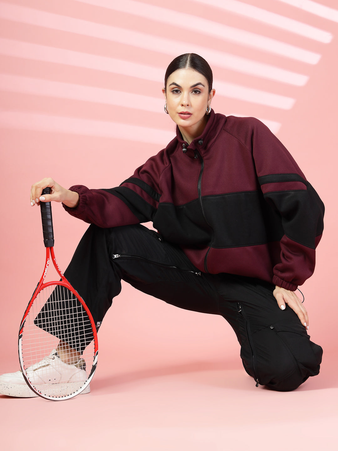 Women Winter Sports Zipper Stylish Oversized Jacket