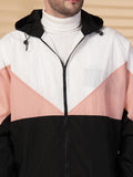 Men Colourblocked Hooded Windcheater Oversized Sports Jacket