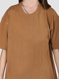 Women Oversized Cotton Solid Round Neck Tshirts