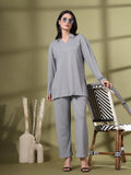 Women's Slate Grey Solid Summer Polyester Co-ord set