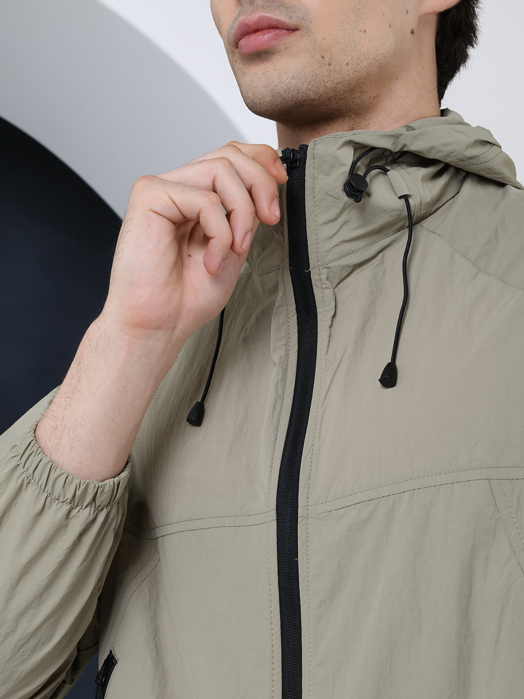 Men’s Green Lightweight Hooded Windcheater Jacket