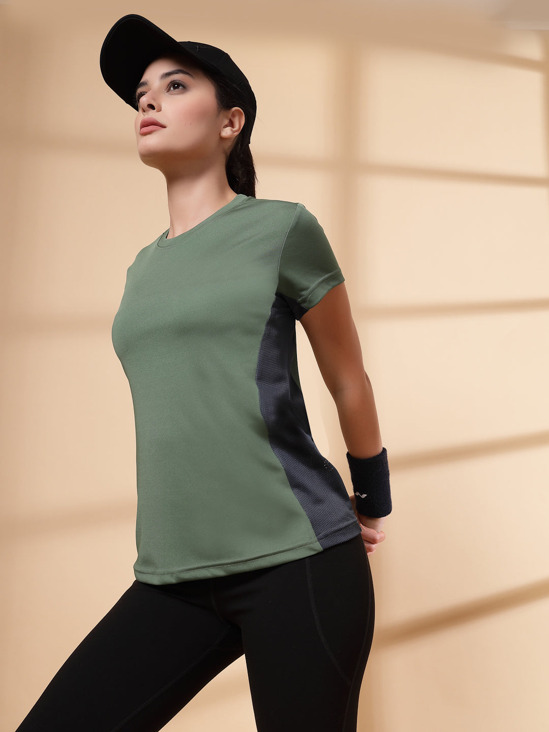 Women's Half Sleeve Dry Fit Active Wear Sports T-shirts Green