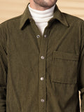 Men Winter Wear Solid Corduroy Casual Shacket