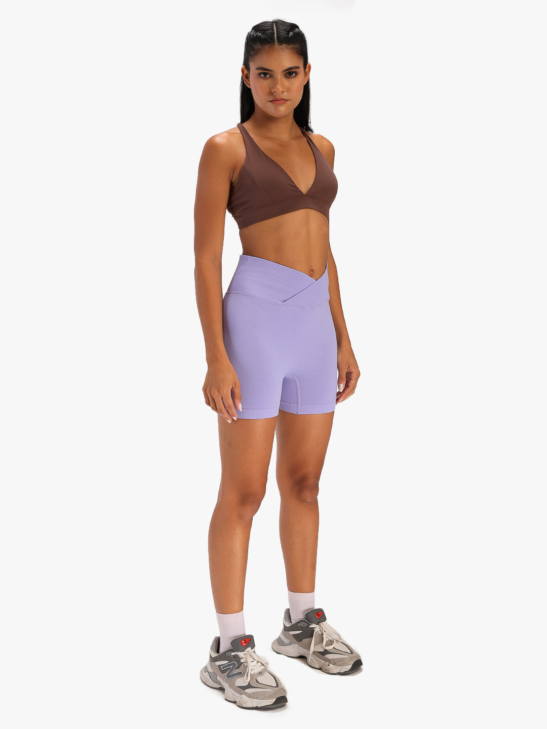Women's High-Waist Seamless Stretch Yoga Shorts Purple