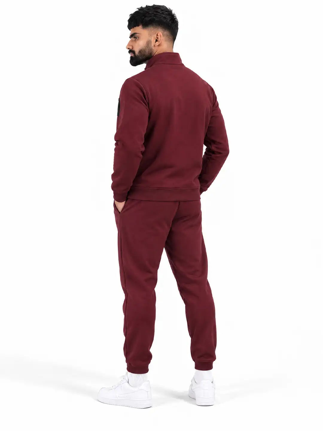 Wine Black Heavy Fleece Winter Tracksuit Men