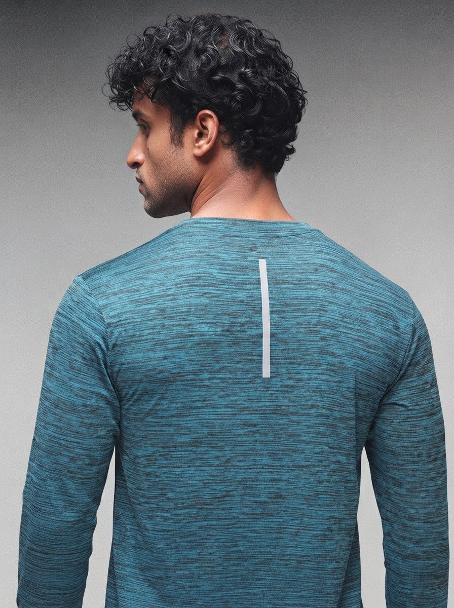 Men's Regular Dry Fit Full Sleeves Gym T-Shirt Sea Green