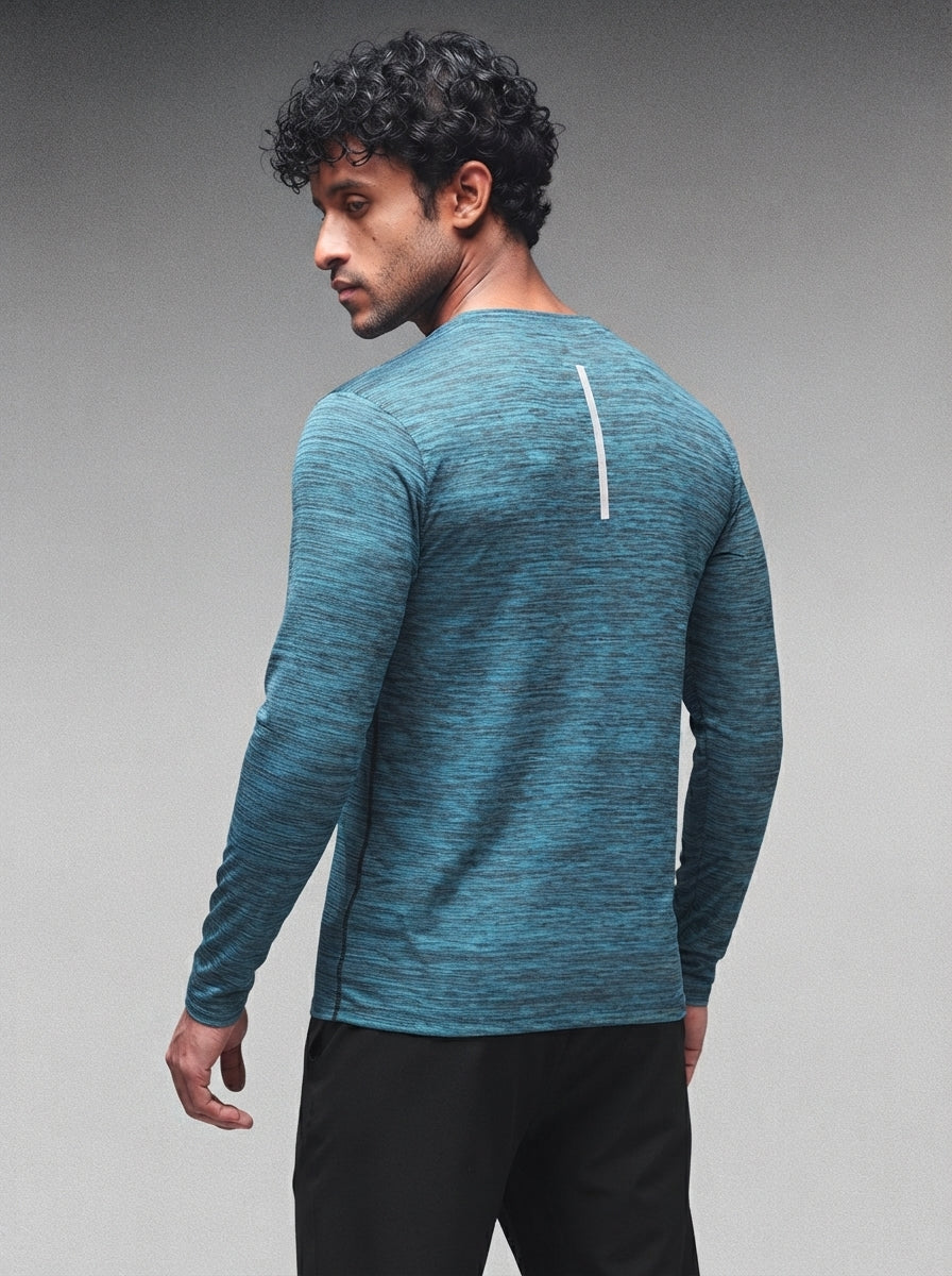 Men's Regular Dry Fit Full Sleeves Gym T-Shirt Sea Green