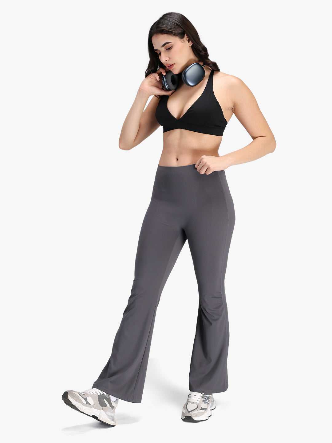 Women Seamless Power Flared Pants Grey